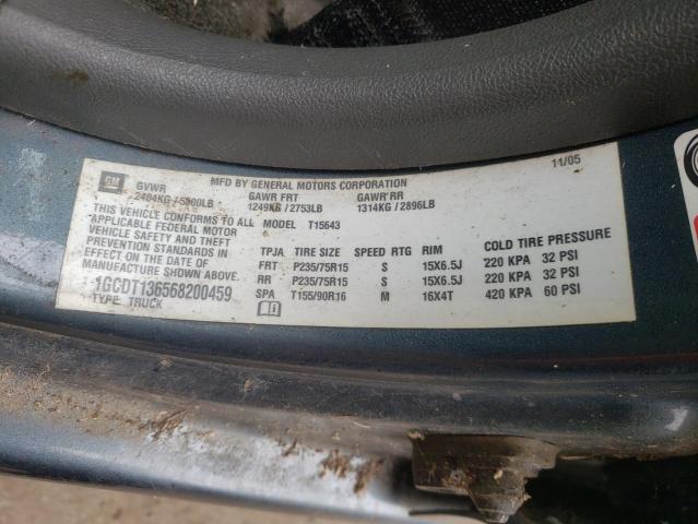 1GCDT136568200459 - 2006 CHEVROLET COLORADO BLUE photo 12