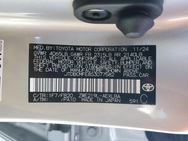 JTDBCMFE8S3077582 - 2025 TOYOTA COROLLA LE SILVER photo 12