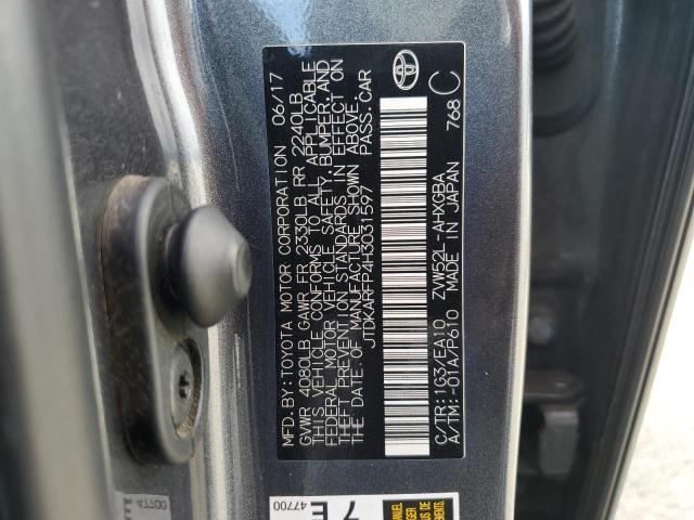 JTDKARFP4H3031597 - 2017 TOYOTA PRIUS PRIM رمادي صورة 12