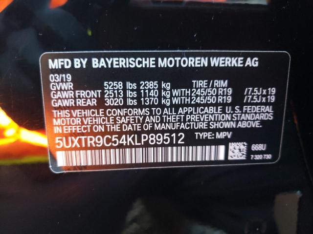 5UXTR9C54KLP89512 - 2019 BMW X3 XDRIVE30I BLACK photo 14