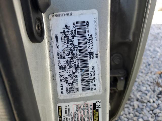 2T1BR32E94C232438 - 2004 TOYOTA COROLLA CE SILVER photo 12