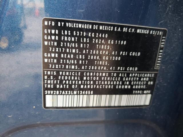 3VV2B7AX3LM134656 - 2020 VOLKSWAGEN TIGUAN SE 蓝色 照片 13