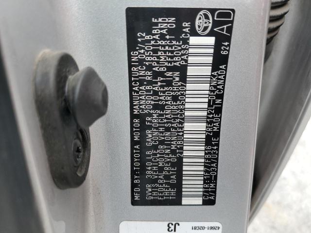 2T1BU4EE7CC850307 - 2012 TOYOTA COROLLA BASE فضي صورة 12