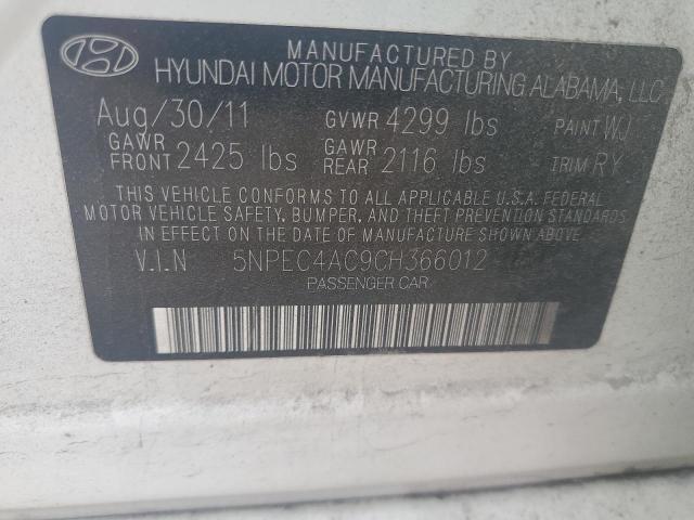5NPEC4AC9CH366012 - 2012 HYUNDAI SONATA SE 白色 照片 12