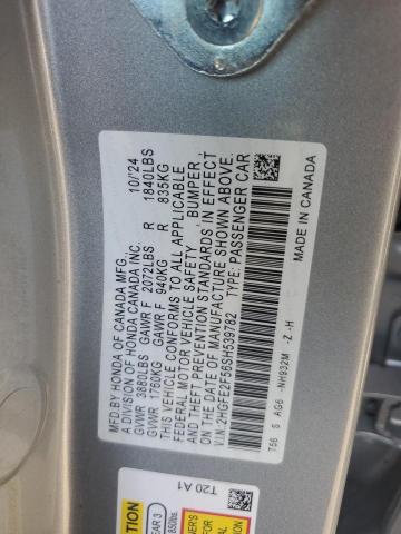 2HGFE2F56SH539782 - 2025 HONDA CIVIC SPORT SILVER photo 12