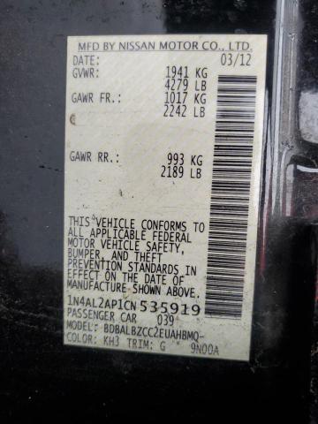 1N4AL2AP1CN535919 - 2012 NISSAN ALTIMA BASE BLACK photo 12