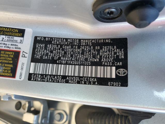 4T1BF1FK0GU511325 - 2016 TOYOTA CAMRY LE Сріблястий фото 13