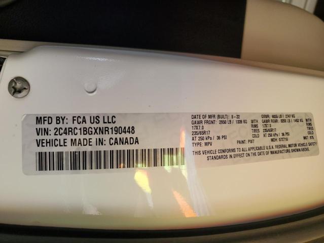 2C4RC1BGXNR190448 - 2022 CHRYSLER PACIFICA TOURING L WHITE photo 13