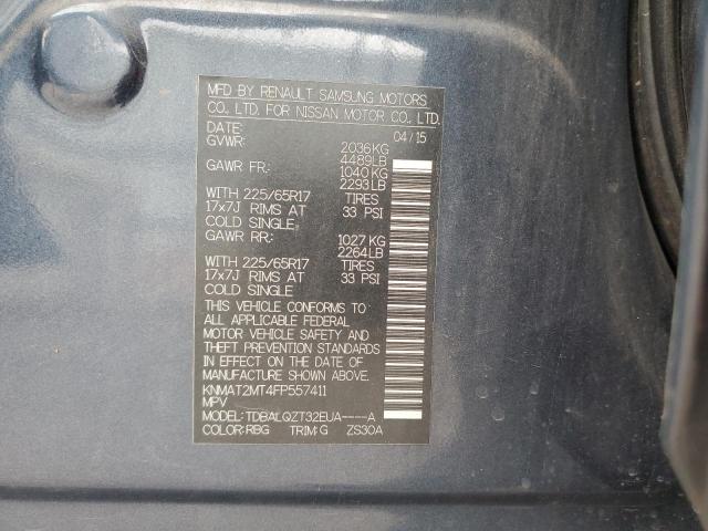 KNMAT2MT4FP557411 - 2015 NISSAN ROGUE S Blau Foto 12