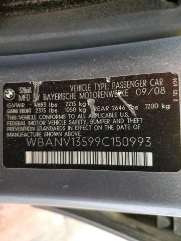 WBANV13599C150993 - 2009 BMW 528 XI GRAY photo 12