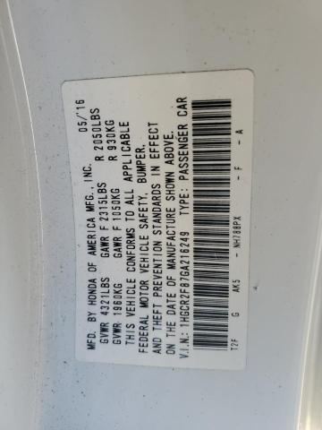 1HGCR2F87GA216249 - 2016 HONDA ACCORD EXL WHITE photo 12