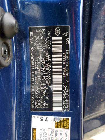 JTDKB20U097821377 - 2009 TOYOTA PRIUS BLUE photo 12