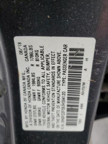 2HGFC2F59JH594120 - 2018 HONDA CIVIC LX Szary zdjęcie 12