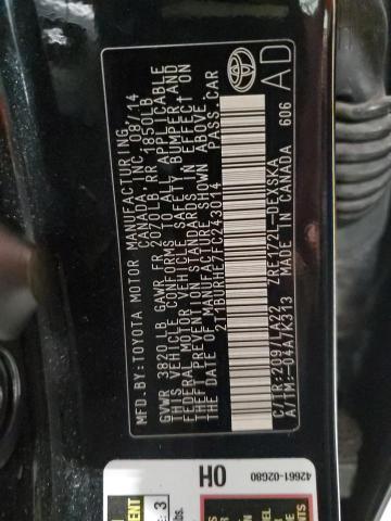 2T1BURHE7FC243014 - 2015 TOYOTA COROLLA L BLACK photo 12