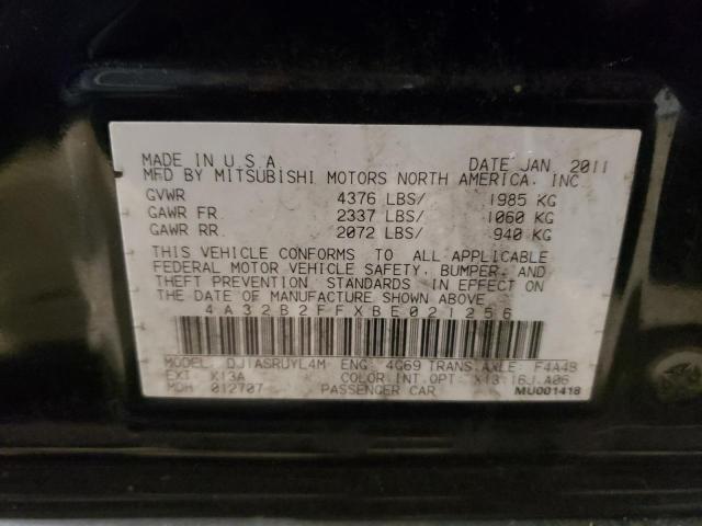 4A32B2FFXBE021256 - 2011 MITSUBISHI GALANT FE BLACK photo 12