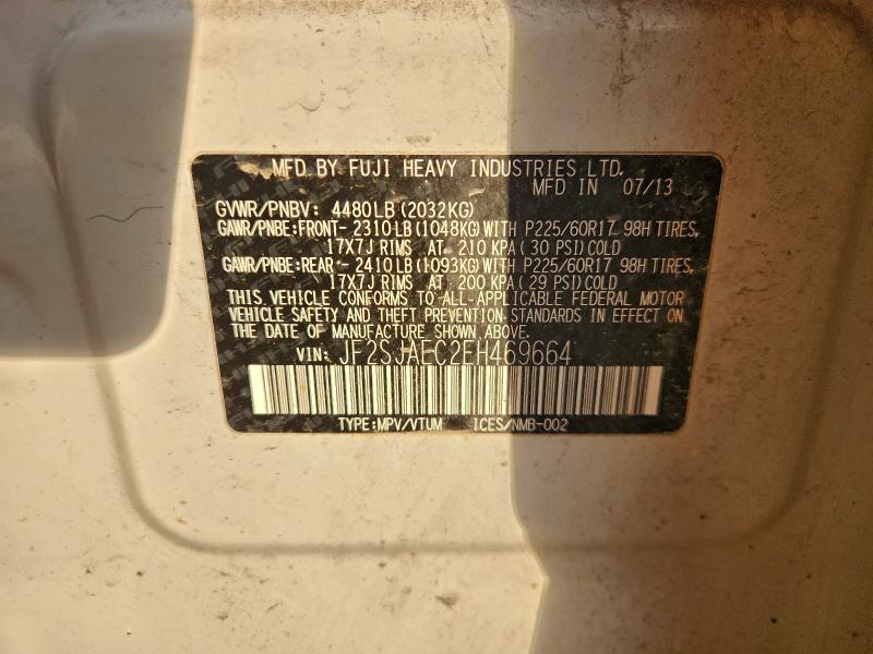 JF2SJAEC2EH469664 - 2014 SUBARU FORESTER 2.5I PREMIUM 白色 照片 14