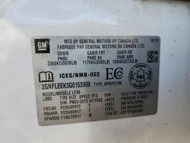 2GNFLEEK3G6153909 - 2016 CHEVROLET EQUINOX LS თეთრი ფოტო 13