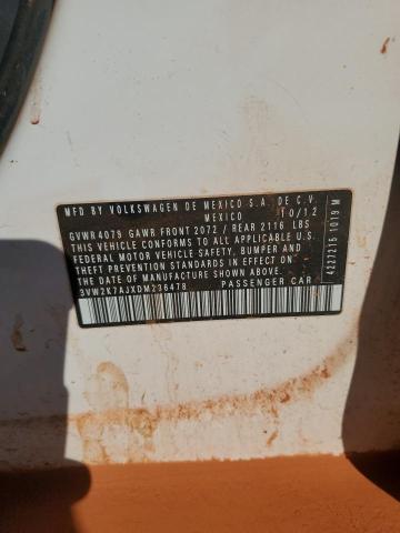 3VW2K7AJXDM236478 - 2013 VOLKSWAGEN JETTA BASE Biały zdjęcie 12