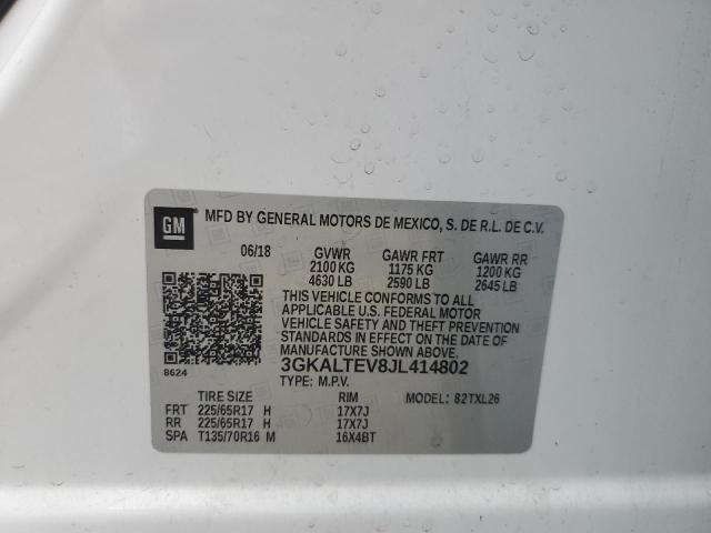 3GKALTEV8JL414802 - 2018 GMC TERRAIN SLE თეთრი ფოტო 12