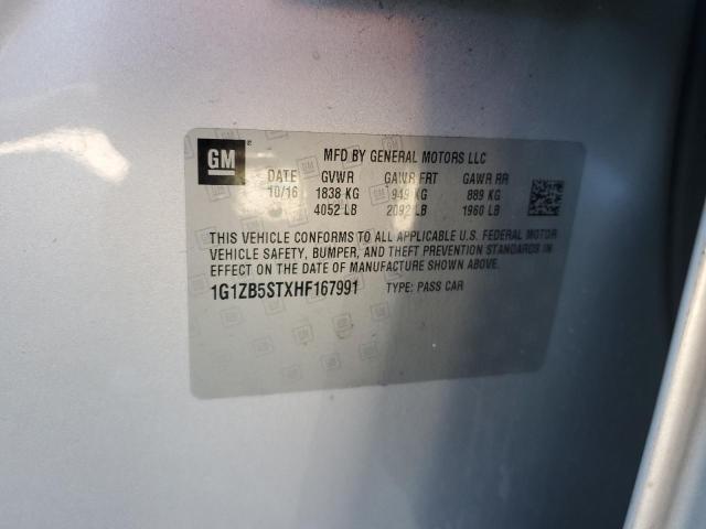 1G1ZB5STXHF167991 - 2017 CHEVROLET MALIBU LS SILVER photo 12