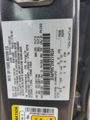 3FA6P0H72HR219034 - 2017 FORD FUSION SE 石墨色 照片 12