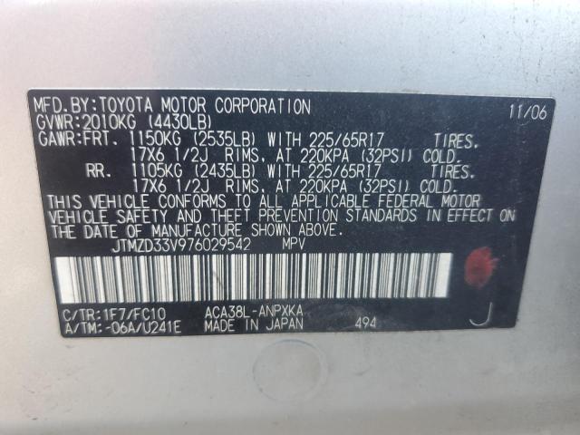 JTMZD33V976029542 - 2007 TOYOTA RAV4 SILVER photo 13