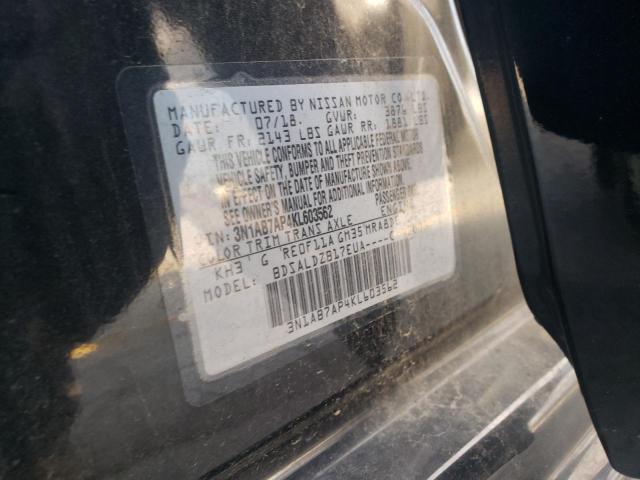 3N1AB7AP4KL603562 - 2019 NISSAN SENTRA S BLACK photo 12