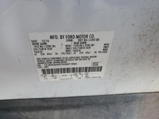 1FM5K8AR7HGB71564 - 2017 FORD EXPLORER POLICE INTERCEPTOR أبيض صورة 12