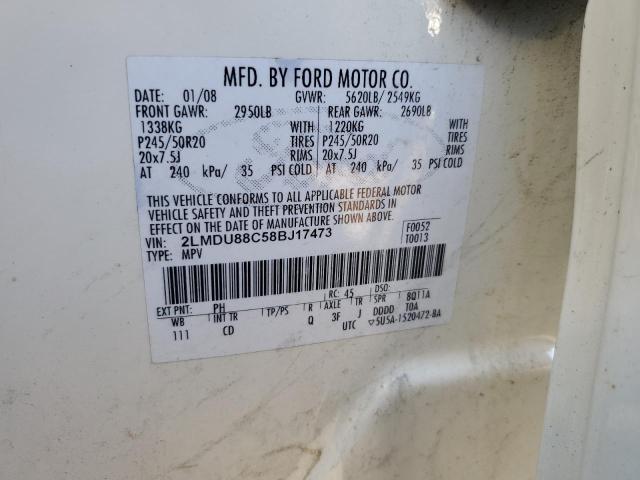 2LMDU88C58BJ17473 - 2008 LINCOLN MKX 白色 照片 13