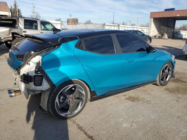 KMHTH6AB0KU009474 - 2019 HYUNDAI VELOSTER TURBO BLUE photo 3