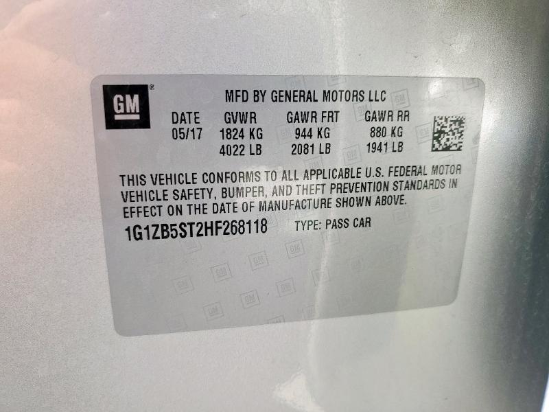 1G1ZB5ST2HF268118 - 2017 CHEVROLET MALIBU LS SILVER photo 13