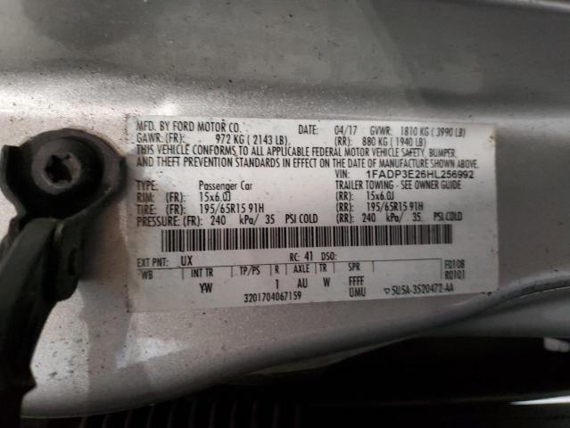 1FADP3E26HL256992 - 2017 FORD FOCUS S SILVER photo 13