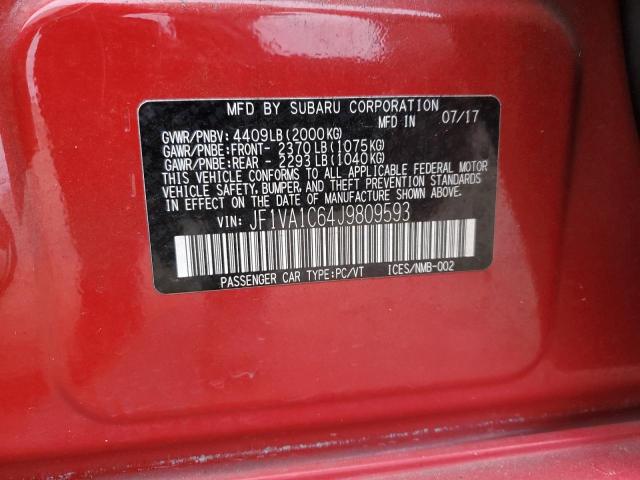 JF1VA1C64J9809593 - 2018 SUBARU WRX PREMIUM RED photo 12