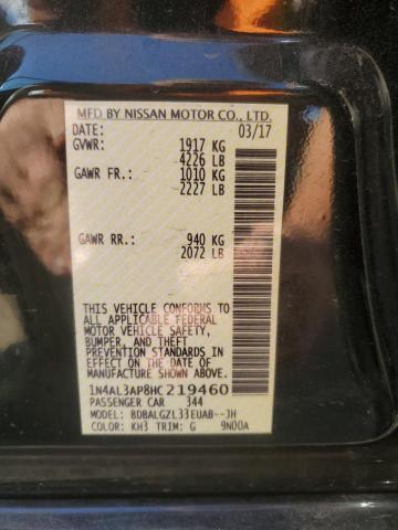 1N4AL3AP8HC219460 - 2017 NISSAN ALTIMA 2.5 BLACK photo 12