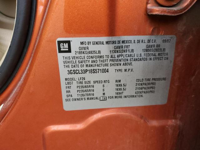 3GSCL33P18S571004 - 2008 SATURN VUE XE ORANGE photo 12