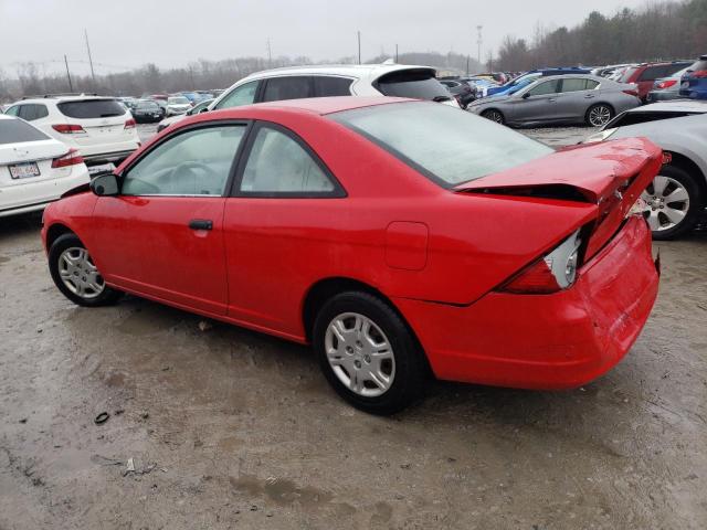 1HGEM22521L064654 - 2001 HONDA CIVIC LX RED photo 2