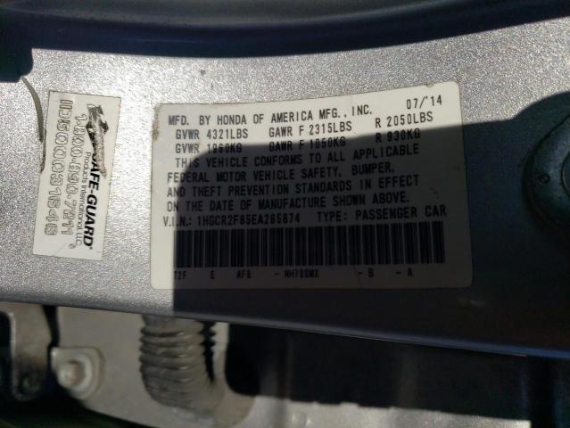 1HGCR2F85EA285874 - 2014 HONDA ACCORD EXL SILVER photo 12