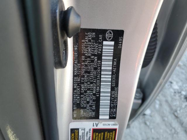 4T1BK3DB3AU364158 - 2010 TOYOTA AVALON XL 银色 照片 12