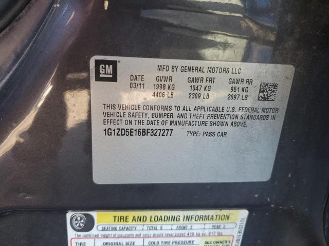 1G1ZD5E16BF327277 - 2011 CHEVROLET MALIBU LT1 2LT GRAY photo 12