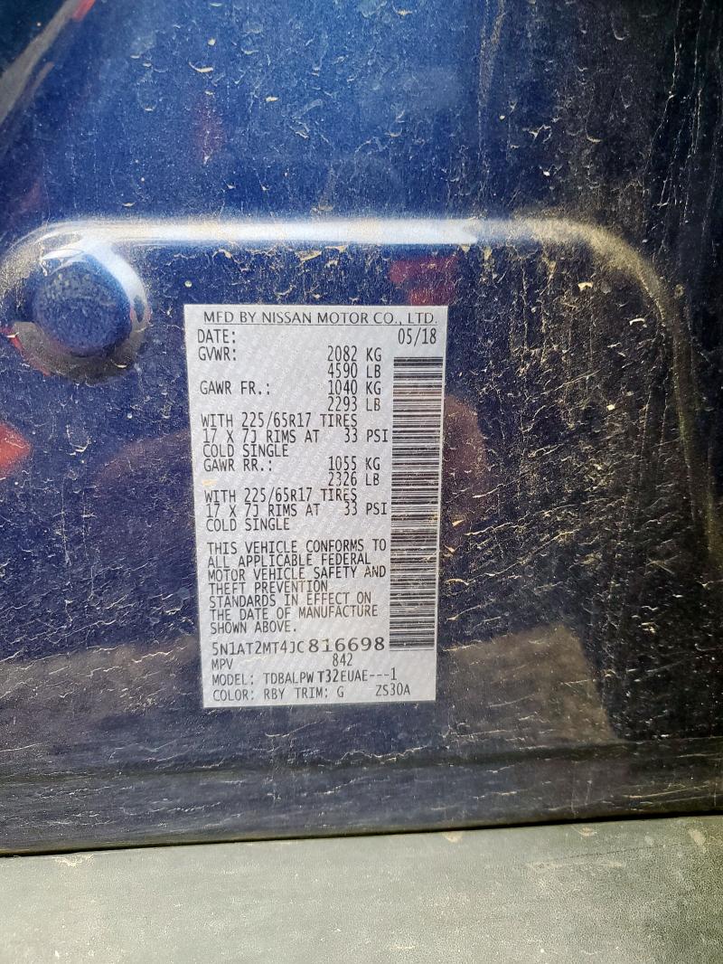 5N1AT2MT4JC816698 - 2018 NISSAN ROGUE S BLUE photo 13