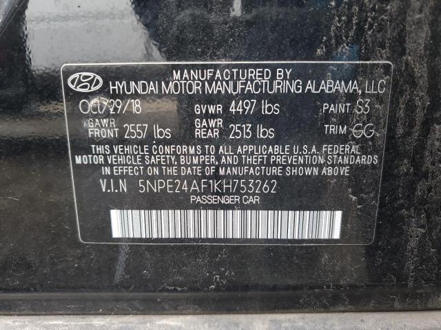 5NPE24AF1KH753262 - 2019 HYUNDAI SONATA SE BLACK photo 12