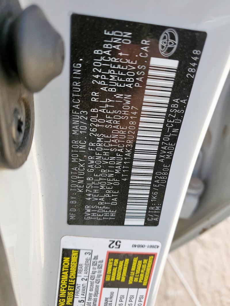 4T1T11AK3RU208147 - 2024 TOYOTA CAMRY SE NIGHT SHADE GRAY photo 12