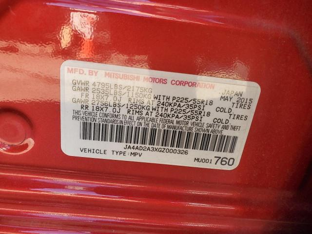 JA4AD2A3XGZ000326 - 2016 MITSUBISHI OUTLANDER ES BURGUNDY photo 13