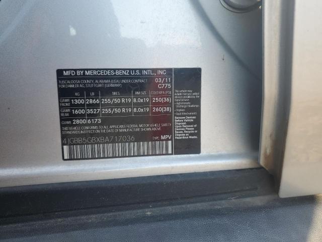 4JGBB5GBXBA717036 - 2011 MERCEDES-BENZ ML 350 银色 照片 13