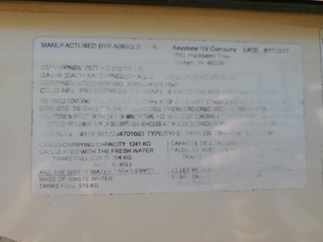 4YDF38122J4701663 - 2018 KEYSTONE MONTANA TWO TONE photo 10