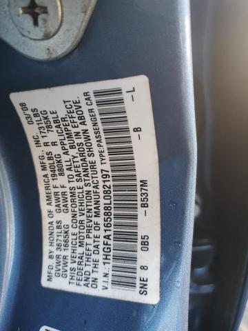 1HGFA16588L082197 - 2008 HONDA CIVIC LX BLUE photo 12