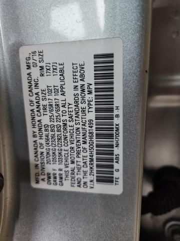 2HKRM4H50GH681499 - 2016 HONDA CR-V EX ვერცხლისფერი ფოტო 13