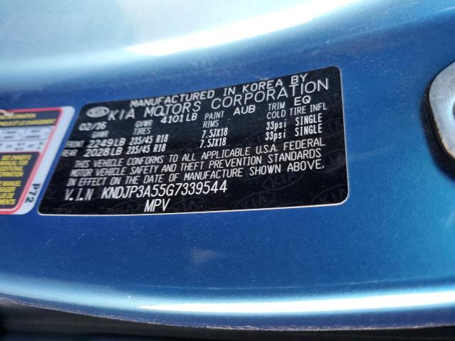 KNDJP3A55G7339544 - 2016 KIA SOUL + BLUE photo 12