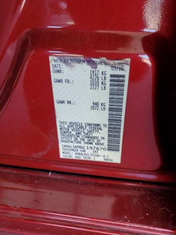 1N4AL3AP8GC197670 - 2016 NISSAN ALTIMA 2.5 RED photo 12