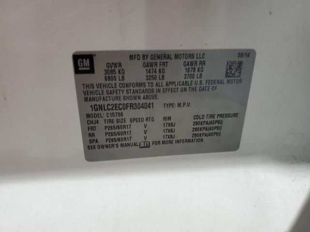 1GNLC2EC0FR304041 - 2015 CHEVROLET TAHOE POLICE WHITE photo 13